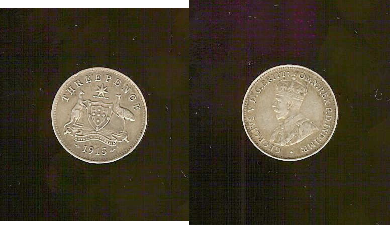 Australian 3 pence 1915 VF+/aEF